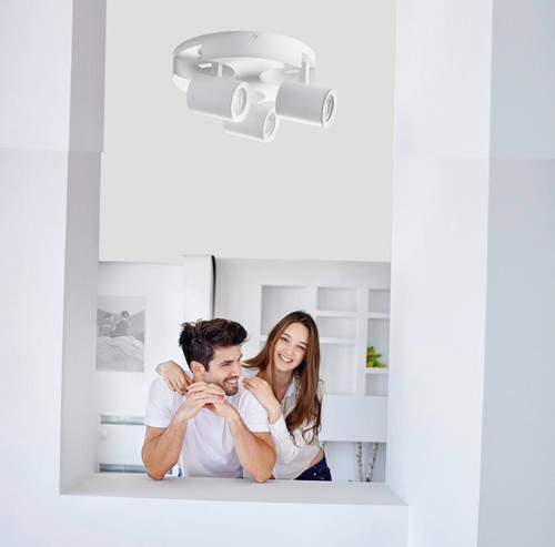 Plafoniera 3 Diffusori Orientabile - Tonda, GU10, Bianco/Nero - Foto 4 di 20