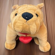 Dan Dee Bulldog Plush Valentine's Stuffed Animal 10" Tan Red Heart Collar 2019