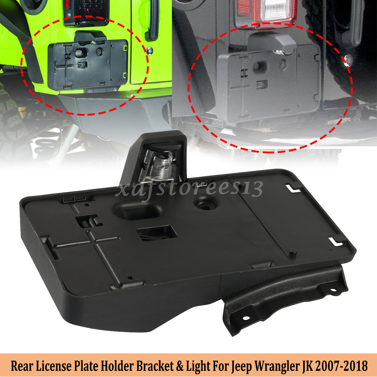 Rear License Plate Holder w/ Light Tag Bracket For Jeep Wrangler JK JKU 2007-18