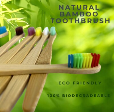 10er Pack Umweltfreundliche Bambus Zahnbürste Natur Biologisch Abbaubar Holz Weiche Borsten