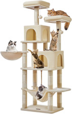 Deluxe 66.2-Inch Cat Tree with Scratching Posts, Perches, Caves Hammock