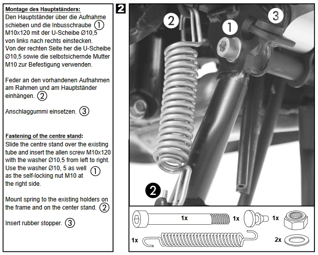 Soporte central Honda CB500F - negro POR HEPCO y Becker (2016-2018) Foto 4 de 4