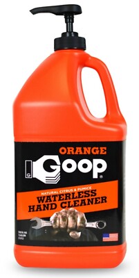 ORANGE GOOP WATERLESS HAND CLEANER with Pump Natural Citrus 1 Gallon Pack