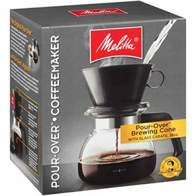 Melitta 36 oz. Pour Over Coffee Brewer with Glass Carafe, Black 