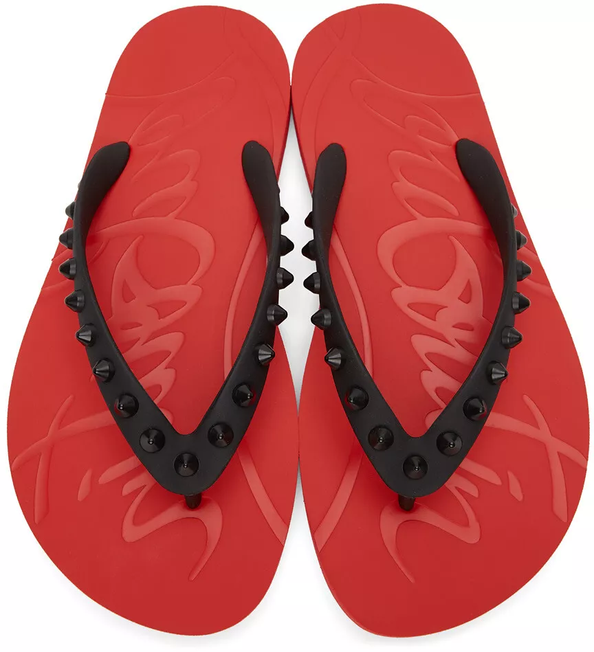 Christian Louboutin Loubi Studded Rubber Flip Flops