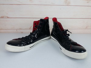 converse black patent leather hightop tennis shoes