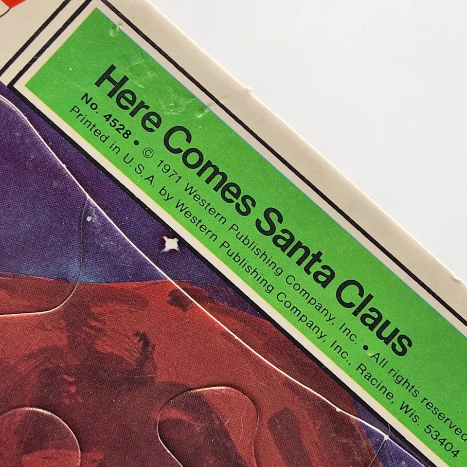 Santa Claus Christmas Frame-Tray Puzzle Vintage 1971 #4528 Western Pub Whitman - Image 3 of 4
