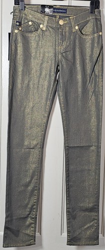 Rock & Republic Jeans Women 2M 28x31.5 NWT Gold Metallic New Money Berlin Skinny