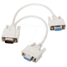 VGA 1 To 2 Splitter Cable SVGA Monitor LCD Dual Monitor Mirror Screen US