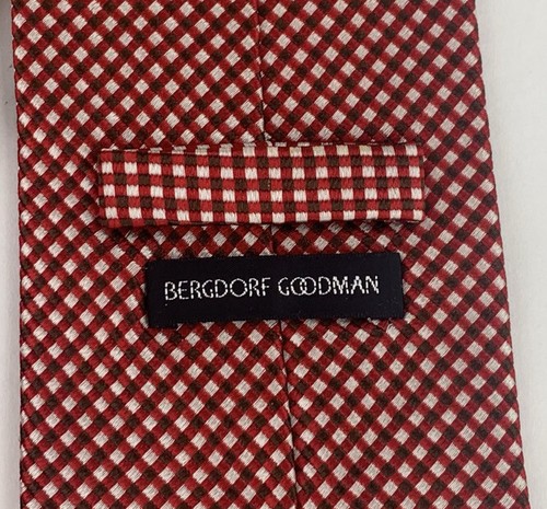 Bergdorf Goodman Classic Silk Neck Tie Made In Italy Mini Check Red 3.75 X 57 - Picture 4 of 6