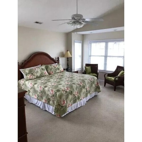 Queen Quilt Set Tropical Floral Orchids Coastal Exotic Green Blue Bahama 3Piece - Picture 15 of 24