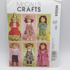 UNCUT McCalls Pattern Crafts M5554 18 in Doll Wardrobe Variety of Styles Sewing