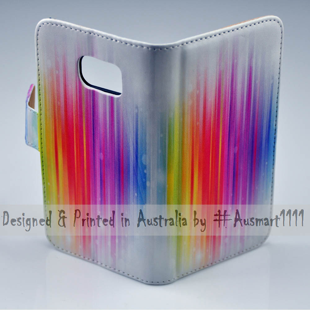 For HTC Series Mobile Phone - Rainbow Stripes Print Wallet Phone Case Cover