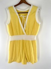 Vintage Miss Susan Terry Cloth Romper Yellow  White BEACH POOL sz 1X USA Made
