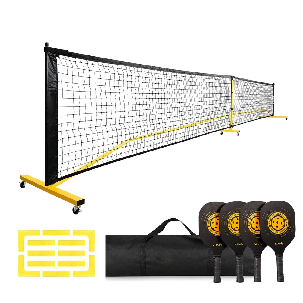 Pickleball Net Set With Wheels And Court Marking Kit 22 FT Pickleball Nets Frame