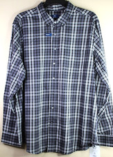 George Classic Fit Men's Black Plaid Long Sleeve Button Down Shirt 2XL  50-52 