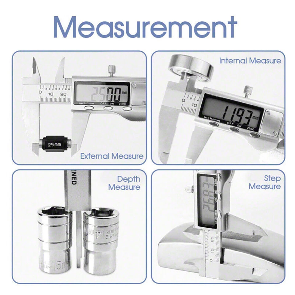 6"-12" Stainless Steel 300mm Digital Caliper Vernier Gauge Micrometer Measuring - image 2 of 4