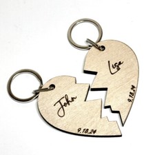 Personalized Interlocking Heart Couple Valentines Day Anniversary Gift Keychain