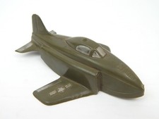 1K MARX Twin Jet Fighter Aircraft Hard Green Plastic Friction Motor Body Only