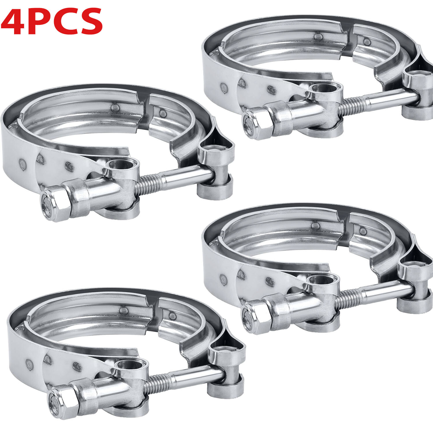 4X 2.5 Inch V-Band Clamp Stainless Steel Exhaust Pipe Flange Male-Female