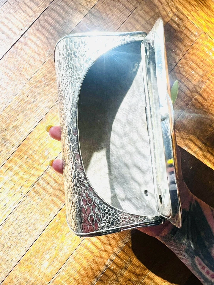 Bolso sin asas SAKS FIVE AVENUE AÑOS 70’s vintage italiano plateado metal piel de serpiente Foto 4 de 4