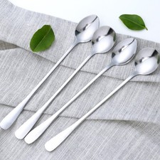 1/2/4X Long Handled Stainless Steel Coffee Spoon Cold Tea Spoon Drink Ice Cream