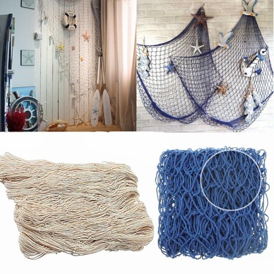 White Blue Decorative Nautical Fishing Net Beach Party