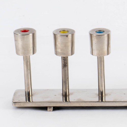 Contemporary Metal Hanukkah Menorah Candle Holder Nickel-Plated Modern 14 inch - Picture 8 of 10
