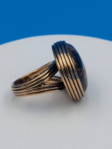 Barse Thailand Black & Gold Stoned Matrix Ring Brass Setting Size 7.5 GUC - Picture 9 of 9