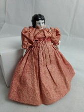 Antique 7" Hertwig Lowbrow China Head Doll Dressed Doll House Germany c1900