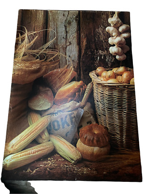 ANCIEN TABLEAU REPRODUCTION soldes SUR PANNEAU POSTER DE BOULANGER PAIN NATURE MORTE