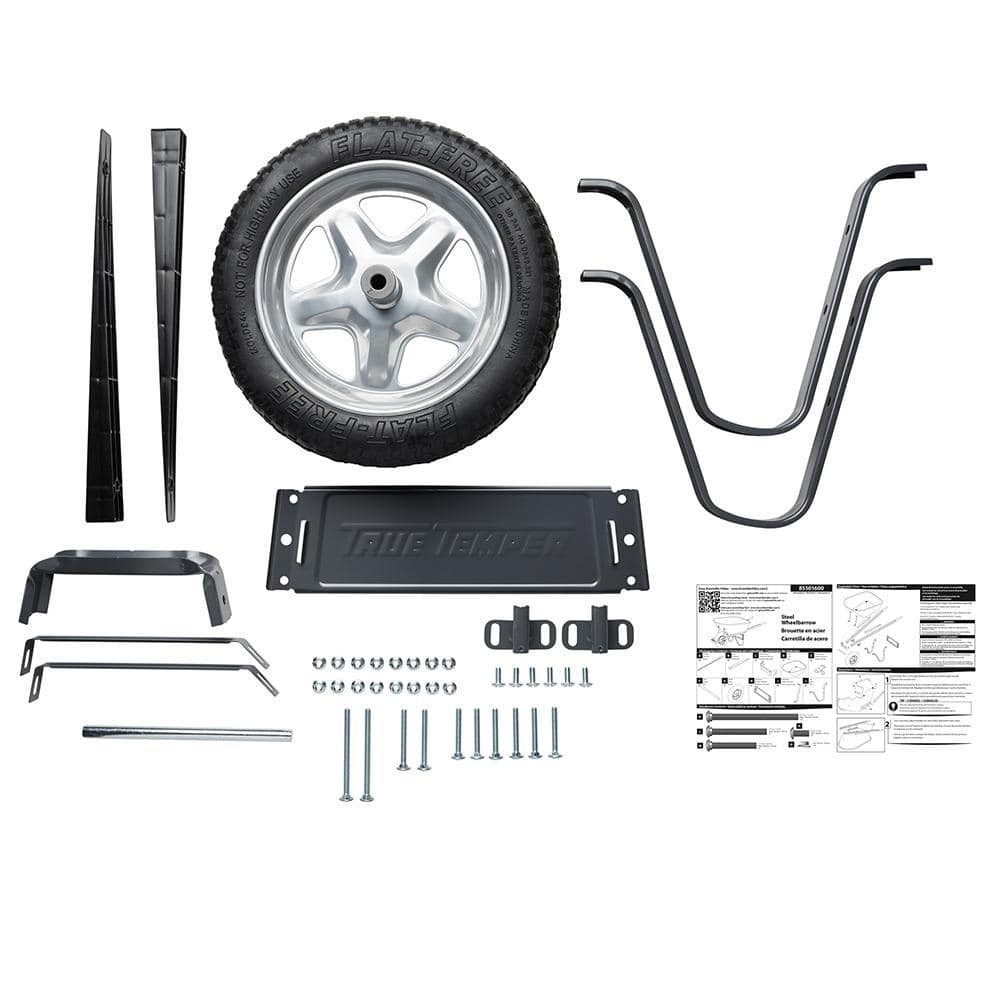 6 cu. ft. Flat Free Tire With Durable Steel Handle Heavy Duty Wheelbarrow Too