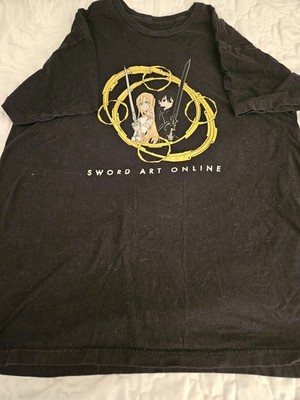 Sword Art Online Black Graffic Short Sleeve T Shirt Size XLg Black