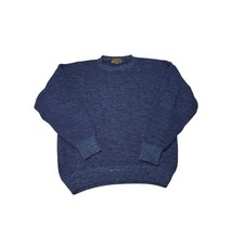 Vintage Eddie Bauer Mens Blue Cotton Heavy Knit Crewneck Sweater Large Indigo