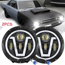 Pair 7 Round Projector Led Headlights Hilo Beam For Dodge Dart 64-1976 Raider