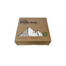 Kea Babies Soothe Swaddle Wraps 3 NIB 0-3 Months Gray White Raccoon Cotton