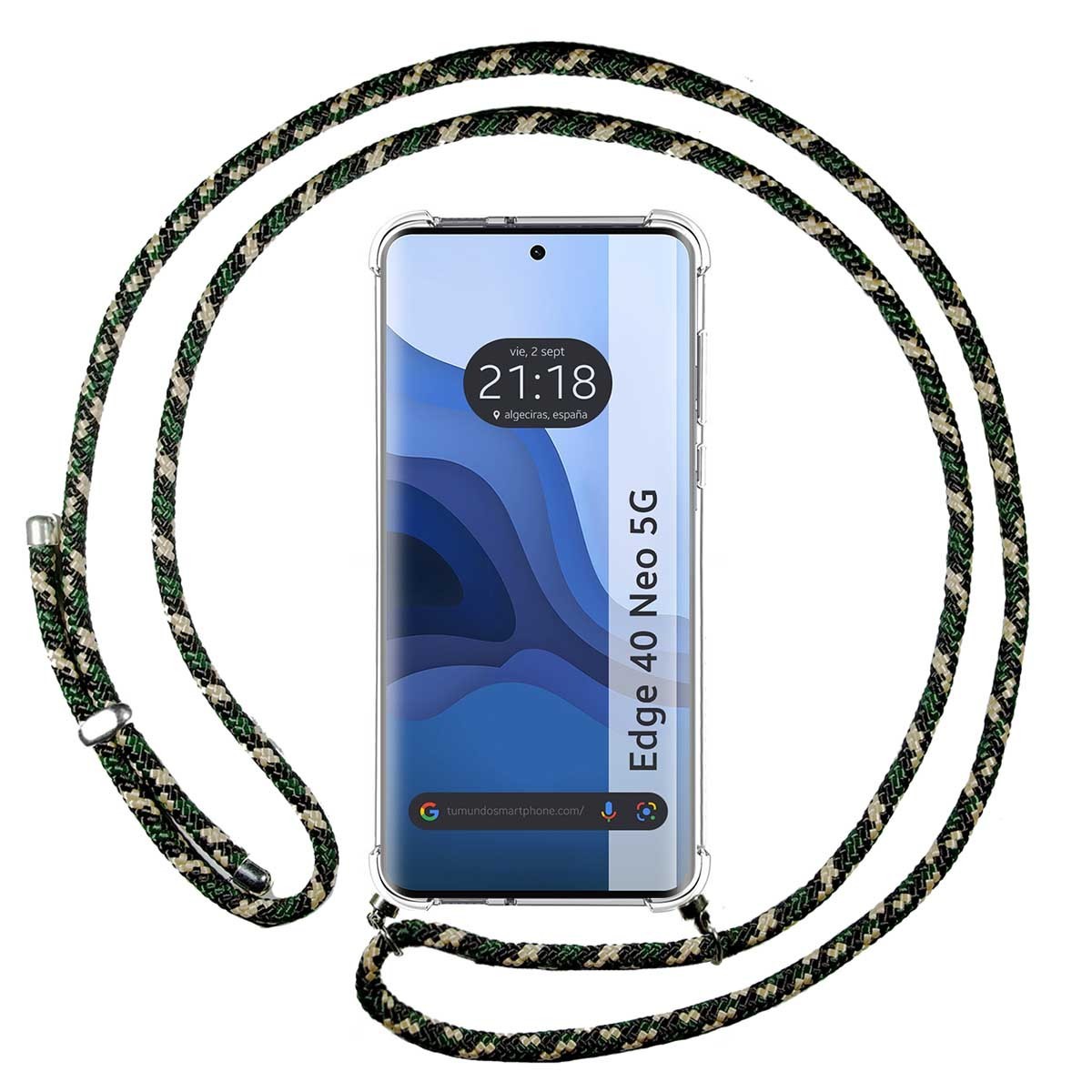 Fodera Trasparente Appesa Per Motorola Edge 40 Neo 5G Con Corda Verde / Dora