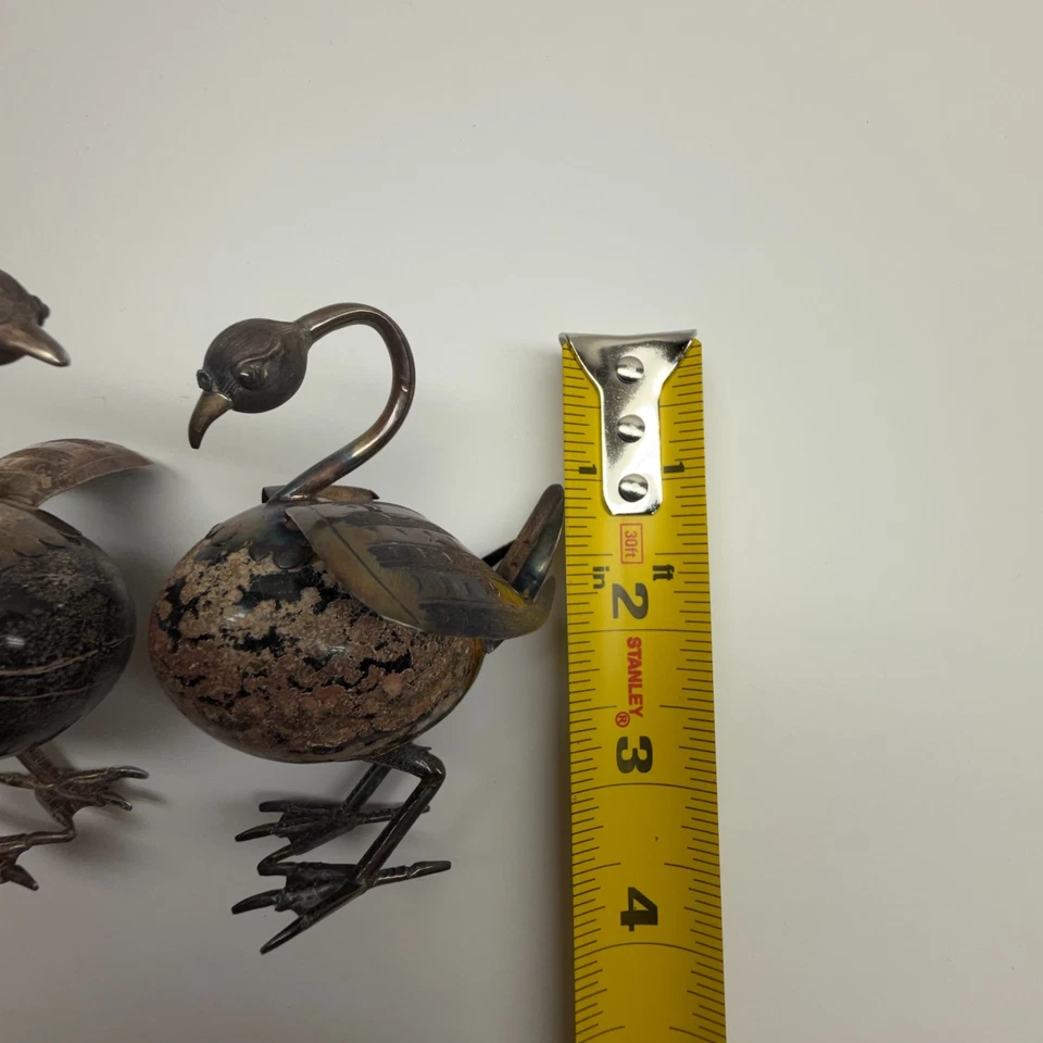 Vintage Mexican Sterling Silver & Onyx Bird Figures SIGNED Objet D'art TE-15 - Image 3 of 4