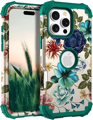iPhone 16 Pro Max Case, Heavy Duty Shockproof Protection Soft Silicone Rubber+Ha