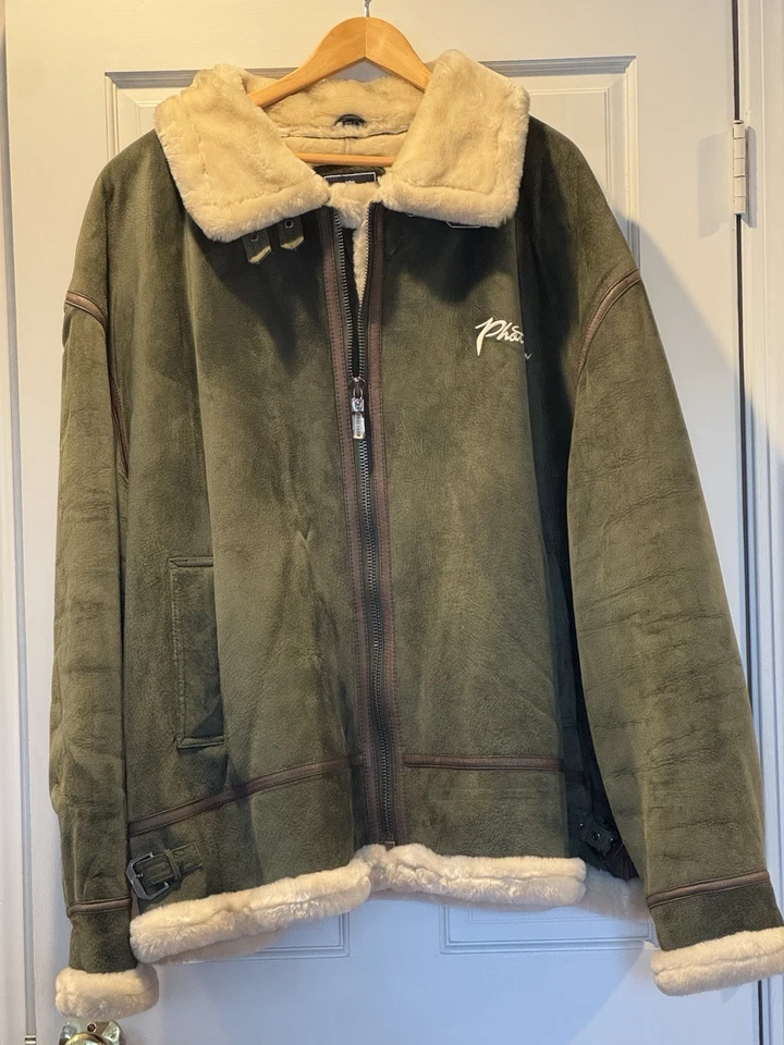 PHAT FARM Chaqueta de Cuero Gamuza Vintage Para Hombres 6XL Imitación Piel Y2K Abrigo de Invierno Pesado Foto 2 de 4