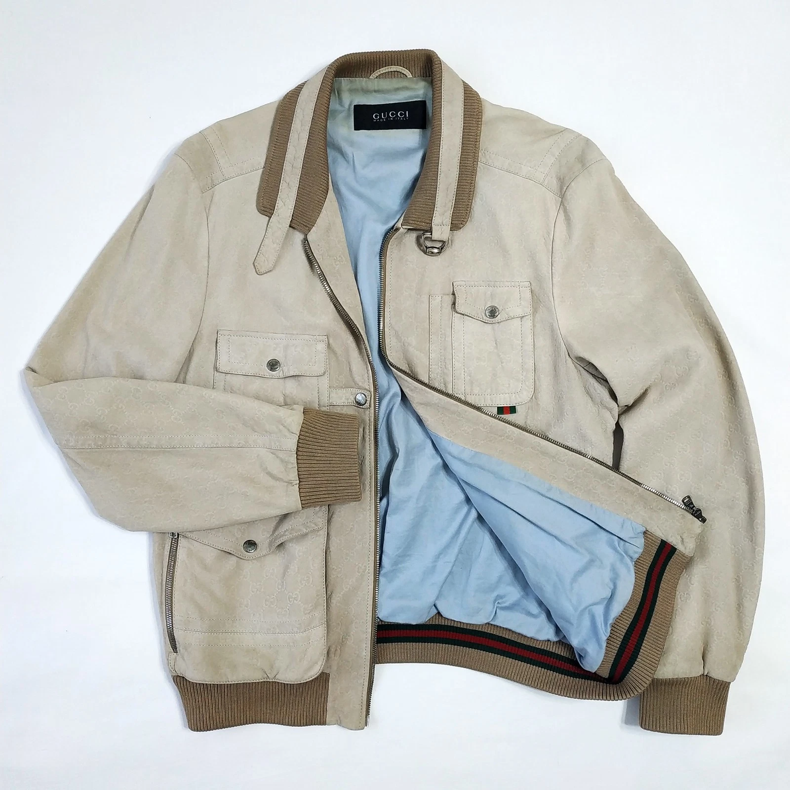 GUCCI © Giacca bomber casual di lusso in pelle. Made in Italy