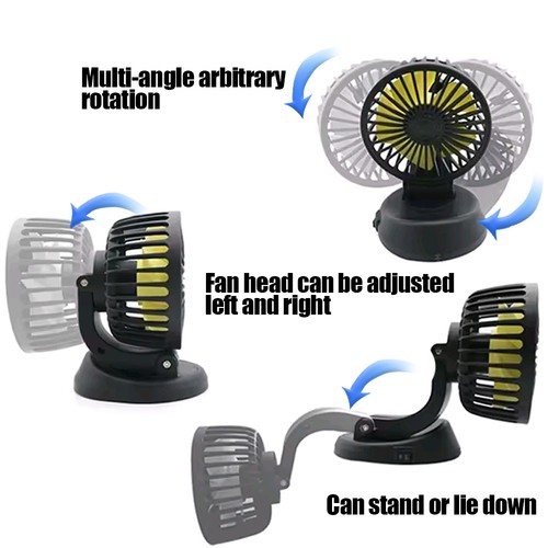12/24V Portable USB / Cigarette Lighter Car Cooling Fan Multi-Angle Car Fan - Picture 3 of 11