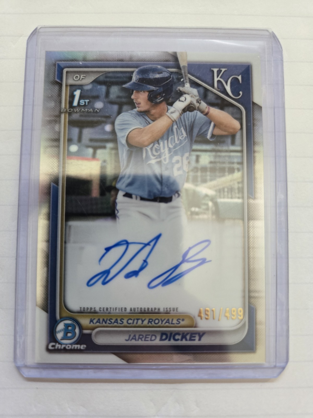 2024 BOWMAN CHROME 1ST JARED DICKEY AUTO REFRACTOR 491/499 CPA-JDI KC Royals