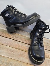 Harley Davidson Womens Black Boots Metal Emblem Ankle Boot 84008 Size 6