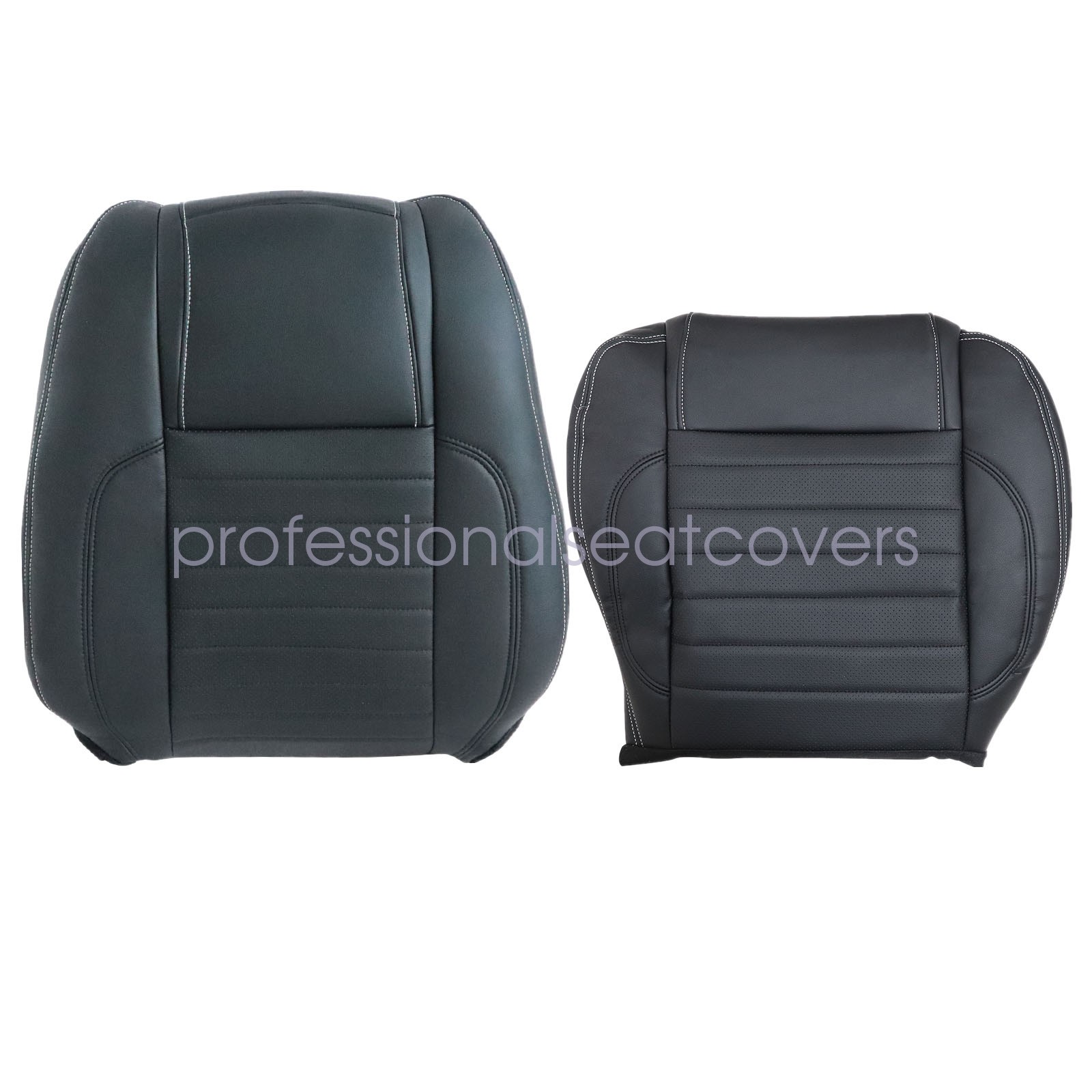 For 2010-2014 Ford Mustang Driver & Passenger Bottom & Top Leather Seat Cover