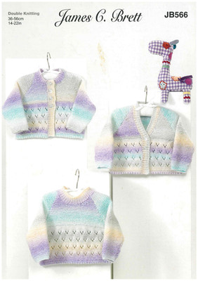 James C Brett Strickmuster Kopie JB566 Baby Strickjacken & Pullover DK 14 22  Lam