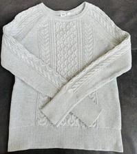 EUC GAP Crew Neck Pullover Casual Long Sleeve Sweater S 100 Cotton Knit Grey