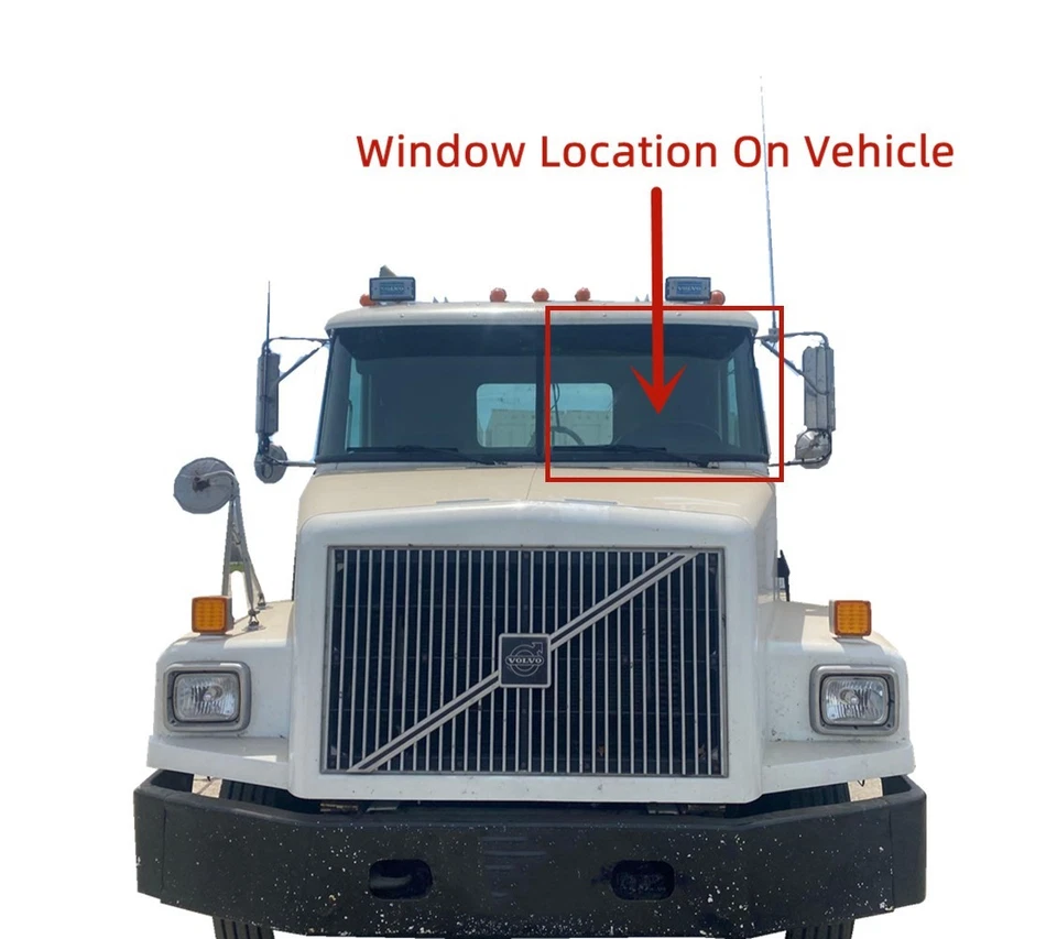 Fit White Volvo Autocar AC WC WI WAH WG Series Driver Left Side Front Windshield - Image 2 of 4