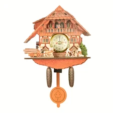 European Style Mini Cuckoo Clock - Handcrafted Wooden Design, No Cooing