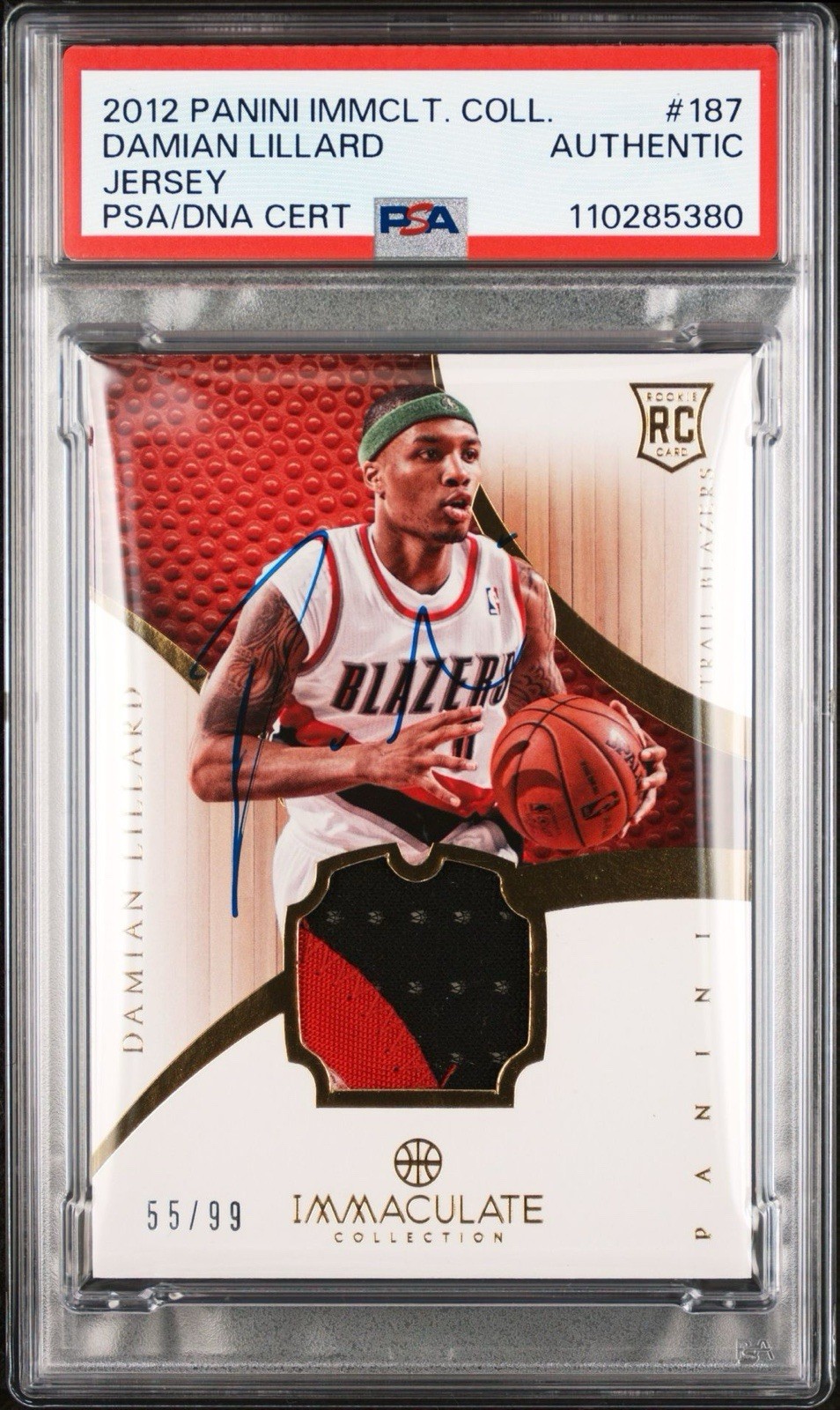2012 Immaculate DAMIAN LILLARD Rookie Jersey Patch /99 PSA Auto RC Card #187